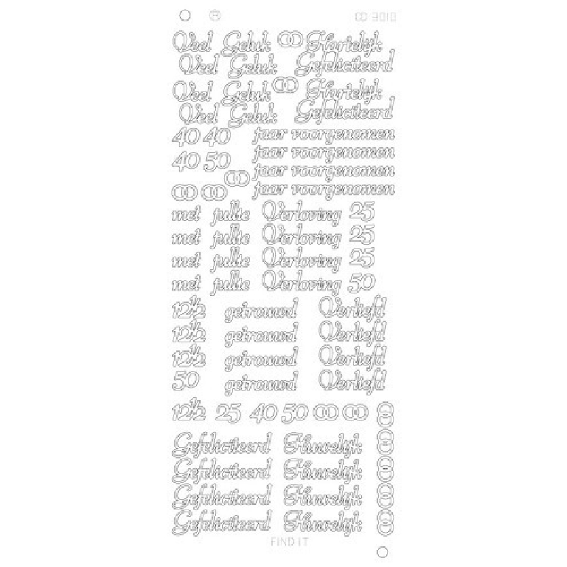 Stickervel: Huwelijk- platinum - Goud